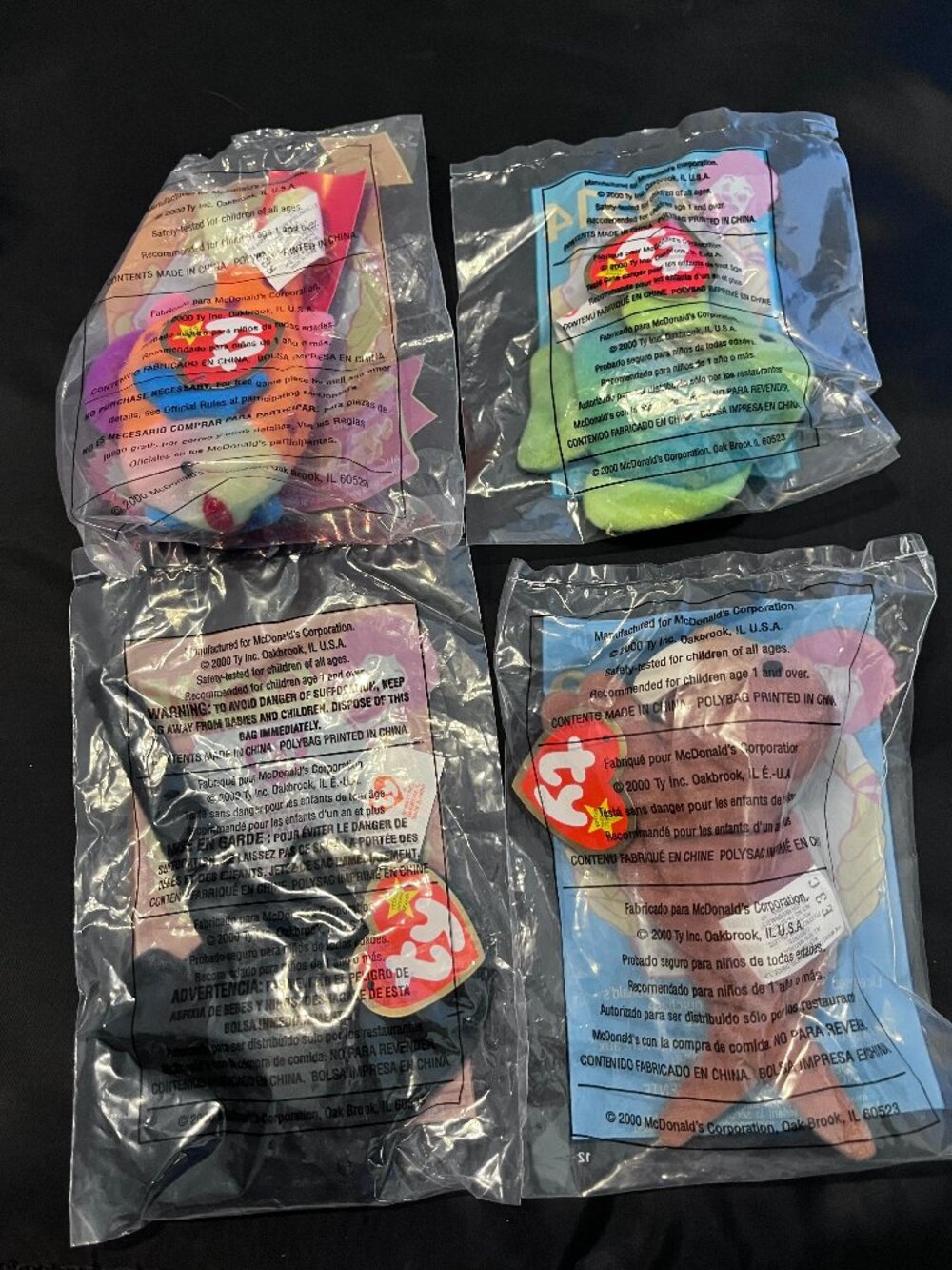Ocean Vintage McDonald's Ty Beanie Babies Fish Sting Ray Walrus Lot of 4 New
